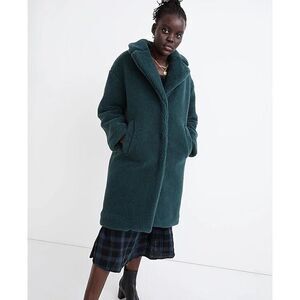 NWT Madewell Coat Womens SMALL Teddy Green (Re)sourced Sherpa Long